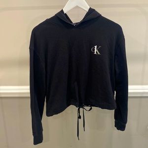 Calvin Klein Cropped Black Hoodie Size Small